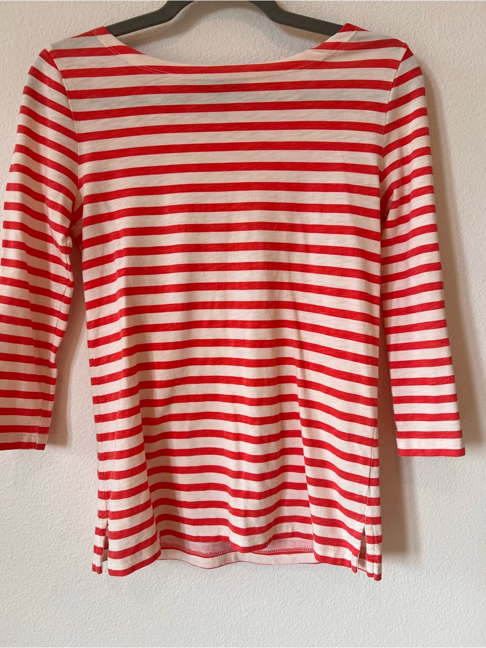 J. Crew White Cotton Striped Boatneck Top XXS